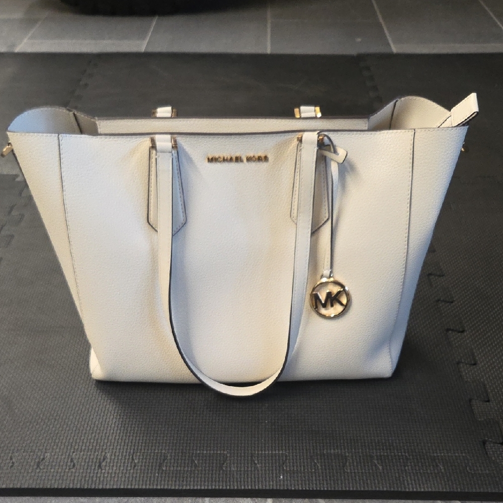 Michael Kors Cream Tote Bag with Gold Accents